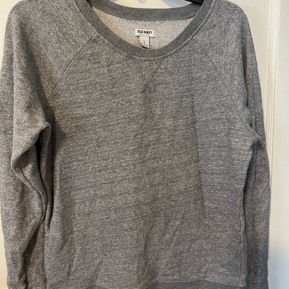 Old Navy Grey Sparkle Sweat Shirt / Top size LG